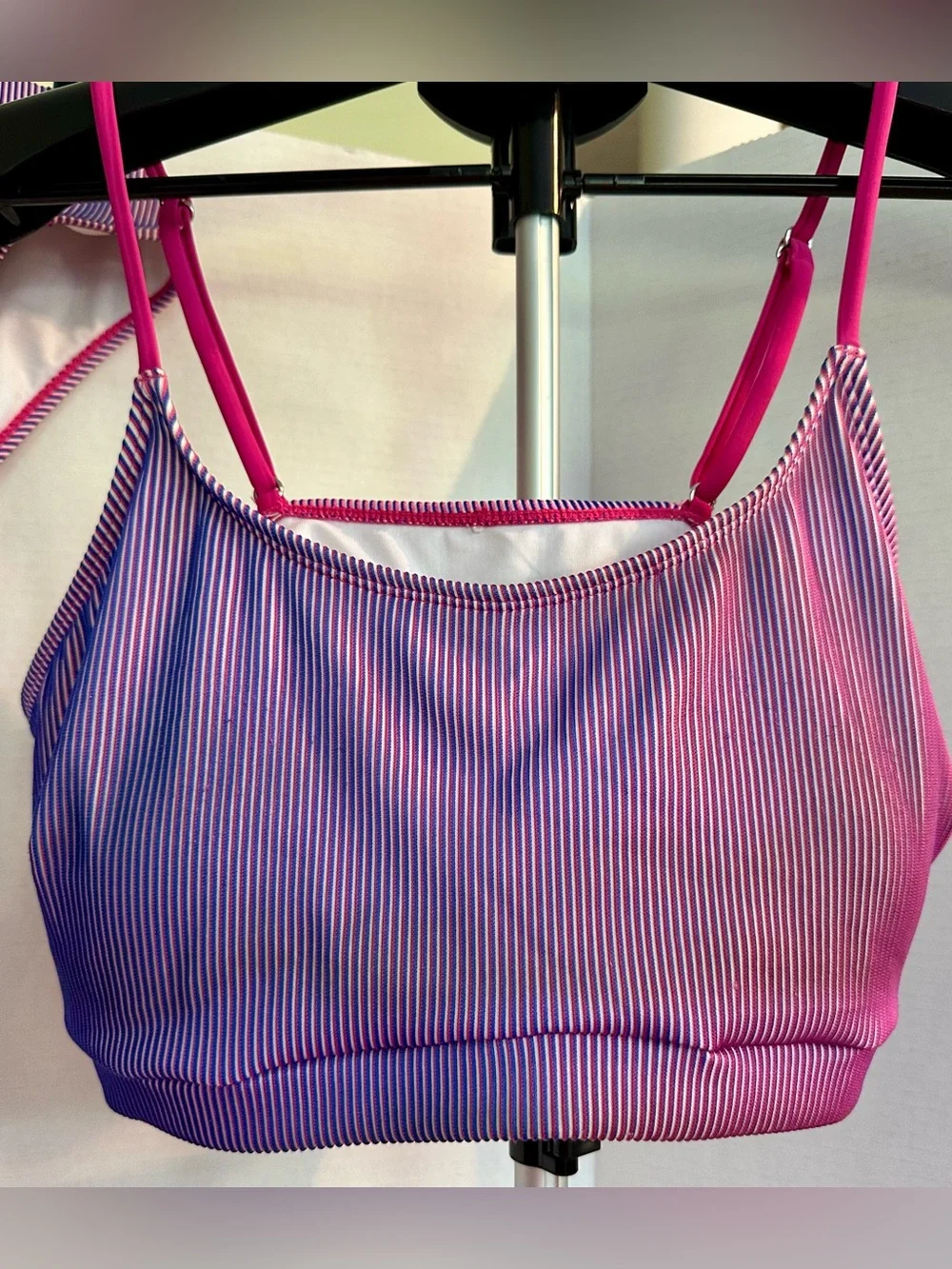 Zaful Pink and Purple Striped Bikini Set - Picture 3 of 12